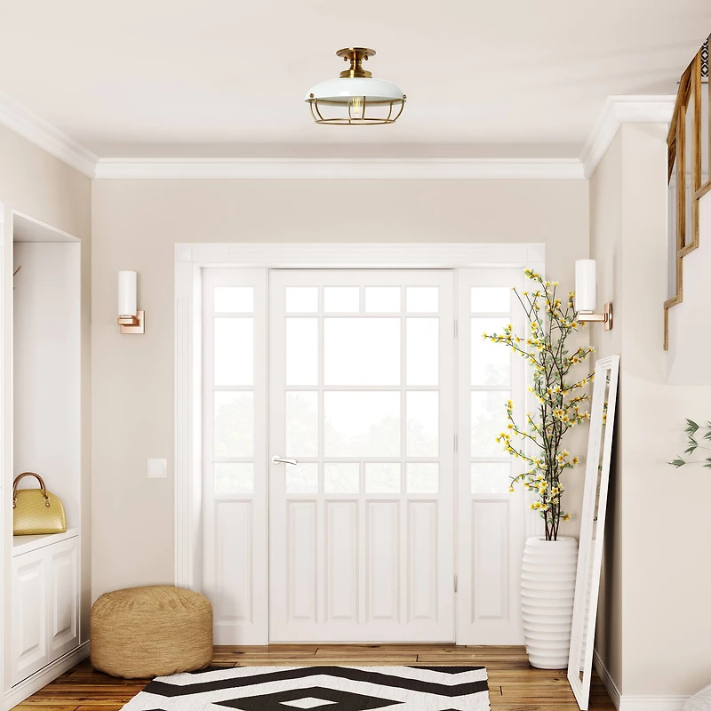 Hello Honey® 13" Wide Caged Dome Metal Semi-Flush Mount Ceiling Light
