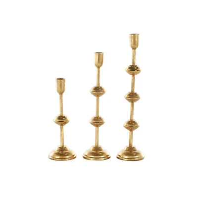 Gold Metal Slim Candle Holder Set