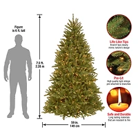 7.5 ft. Pre-Lit PowerConnect™ Dunhill® Fir Artificial Christmas Tree, Clear Lights
