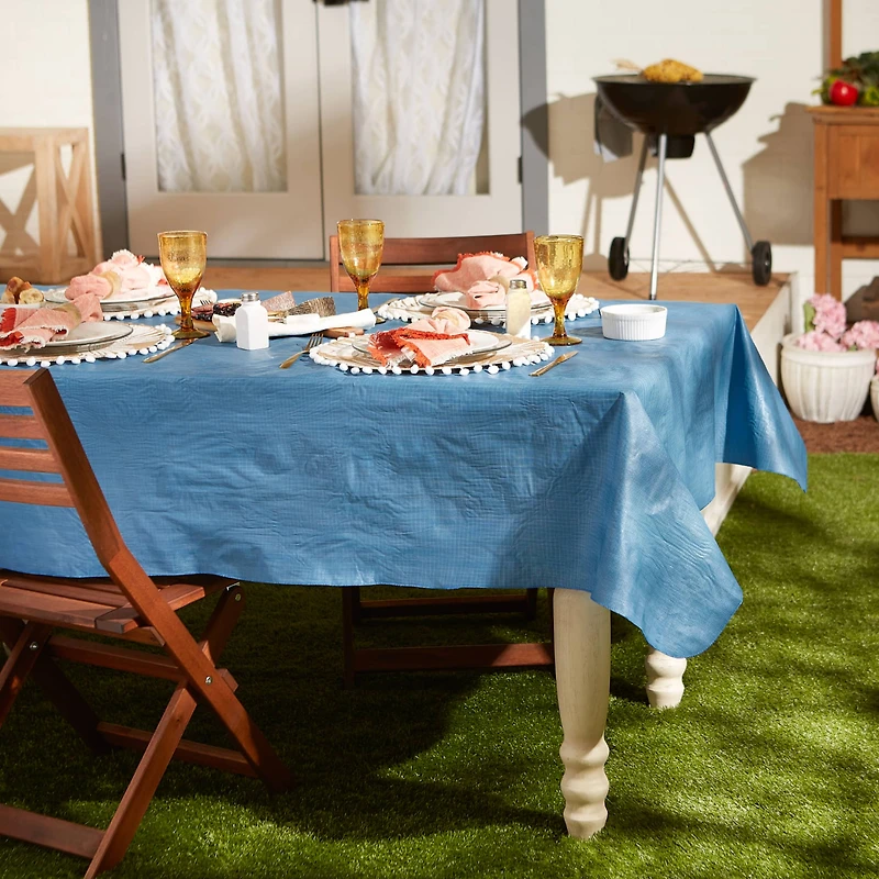 Vinyl Tablecloth Solid Blue 60" x 84"