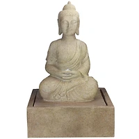 28" LED Lighted Praying Buddha Outdoor Water Fountain