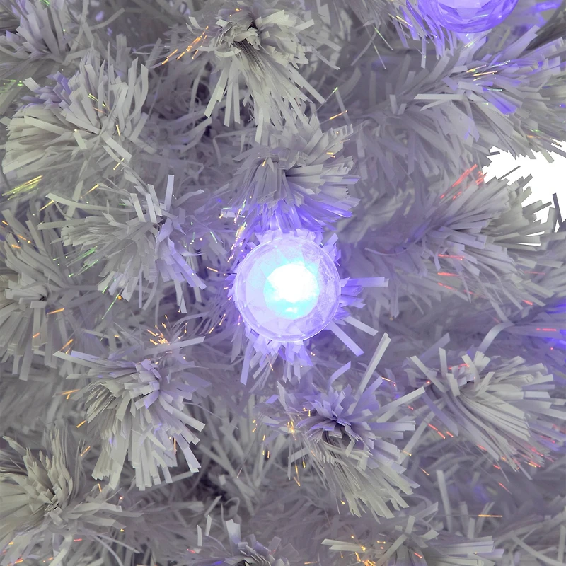 4ft. Pre-Lit Medium White Iridescent Fiber Optic Artificial Christmas Tree with Blue LED Lights