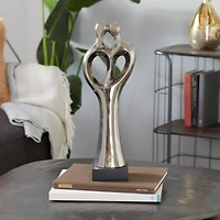 19" Traditional Silver Porcelain Stylized Abstract Couple Sculpture