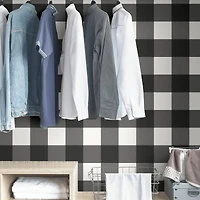 Wallpops Charcoal Farmhouse Plaid Peel & Stick Wallpaper