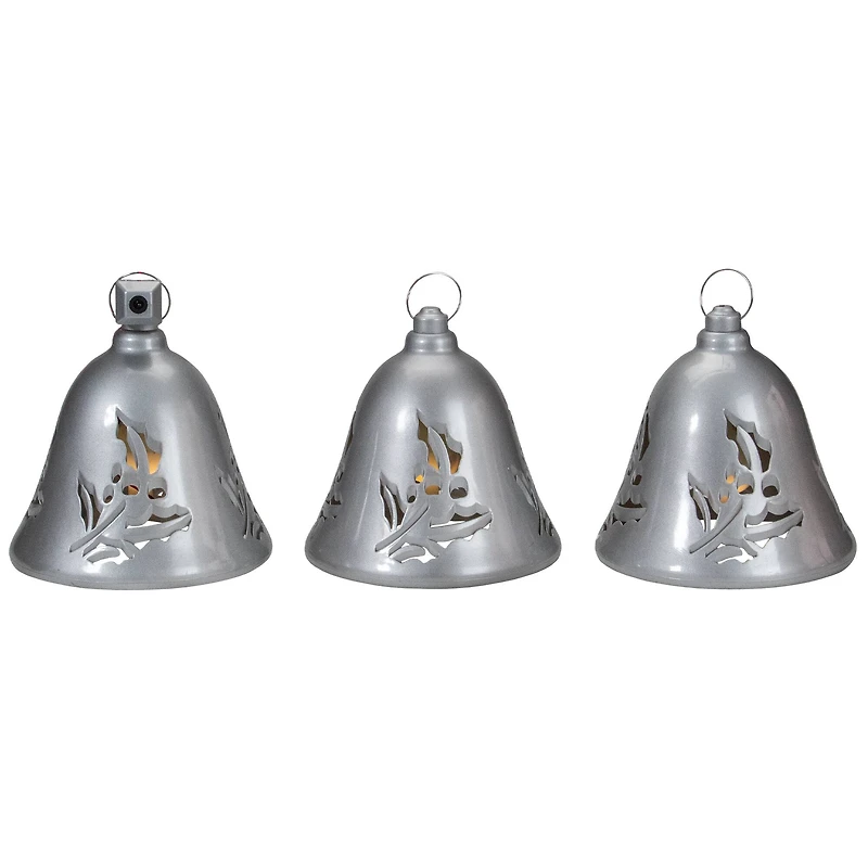 6.5" Musical Lighted Silver Bells Christmas Décor Set