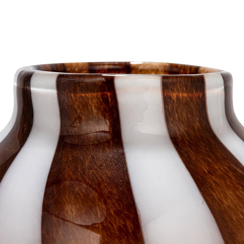 Hello Honey® 9" Brown & White Striped Glass Vase