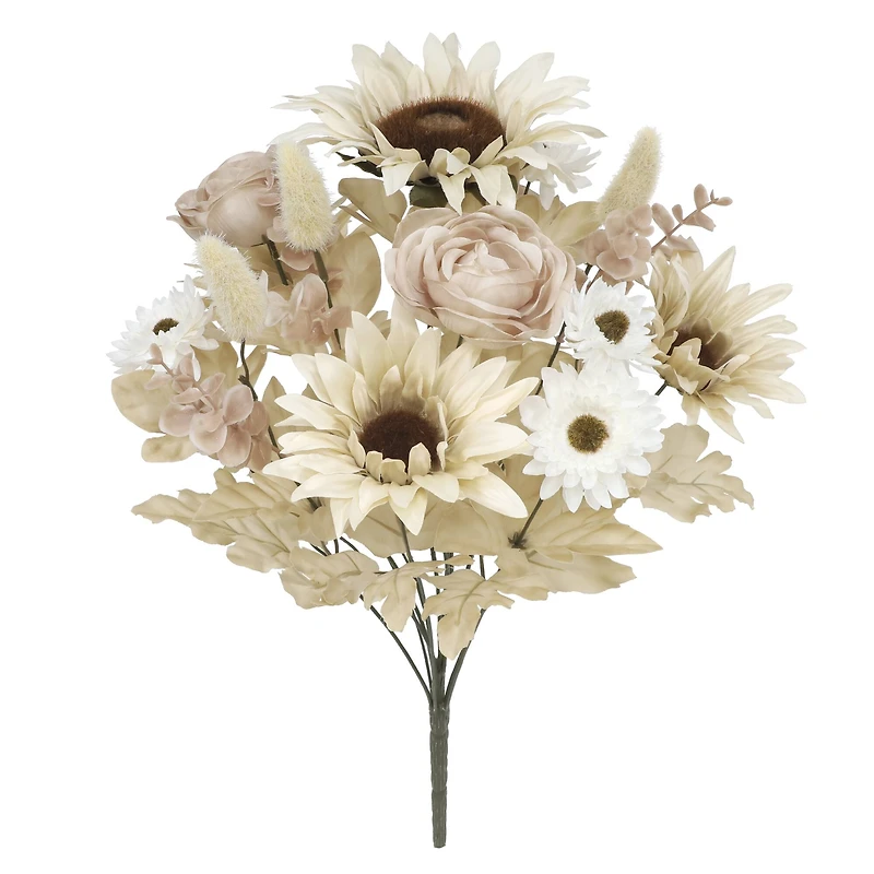 18" Cream Sunflower Mix Deluxe Bush by Ashland®