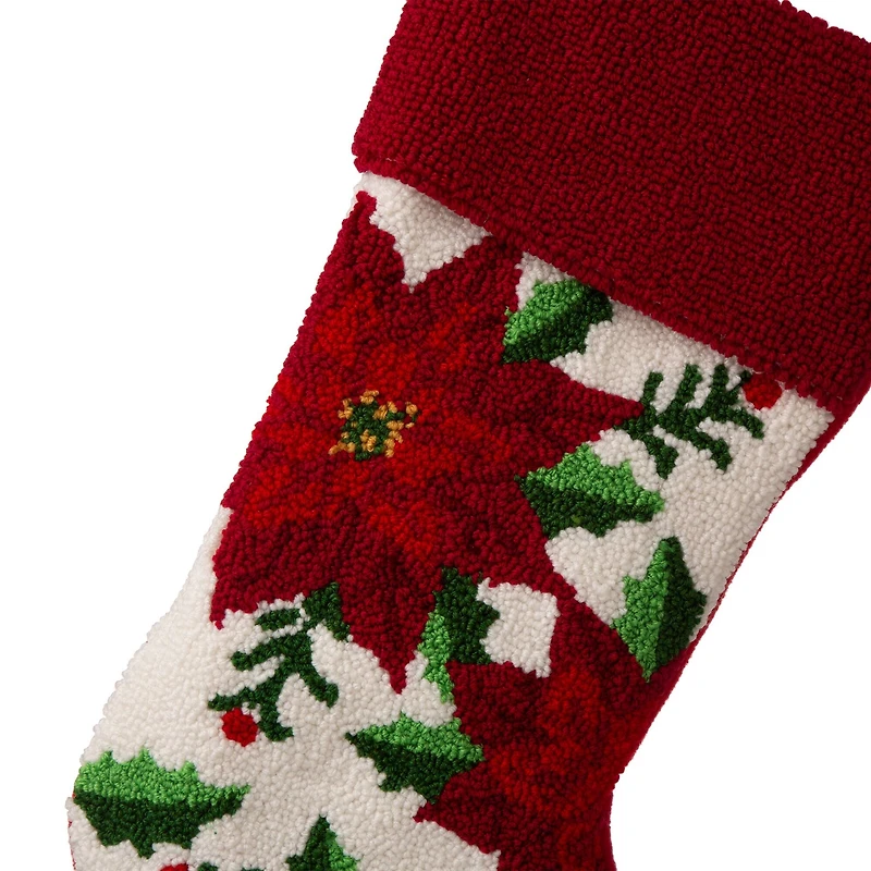 Glitzhome® 21" Poinsettia Hooked Stocking
