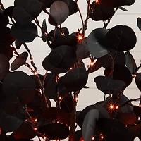 6ft. Pre-Lit Artificial Halloween Black Eucalyptus Tree with 300 Orange & Purple LED Lights