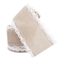 2.5" x 3yd. Faux Linen & Lace Wired Ribbon by Celebrate It™