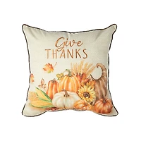 Glitzhome® 18" Thanksgiving Embroidered Pillow