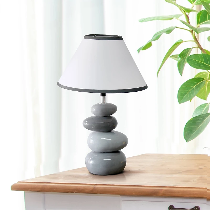 Creekwood Home Priva 14.7" Gray Stacking Stones Table Lamp