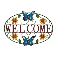 Glitzhome® 24" Metal Sunflower & Butterfly Welcome Wall Décor