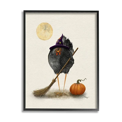 Stupell Industries Halloween Black Bird Witch Framed Giclee Art