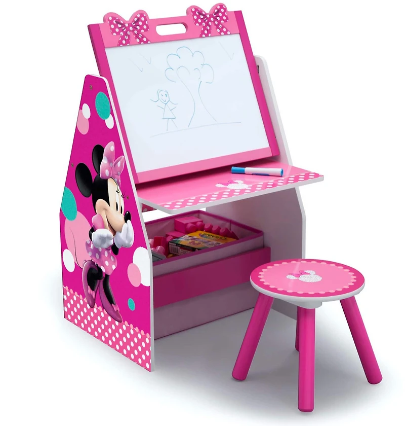 Delta Children Minnie Mouse Deluxe Kids Art Table & Easel
