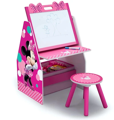Delta Children Minnie Mouse Deluxe Kids Art Table & Easel