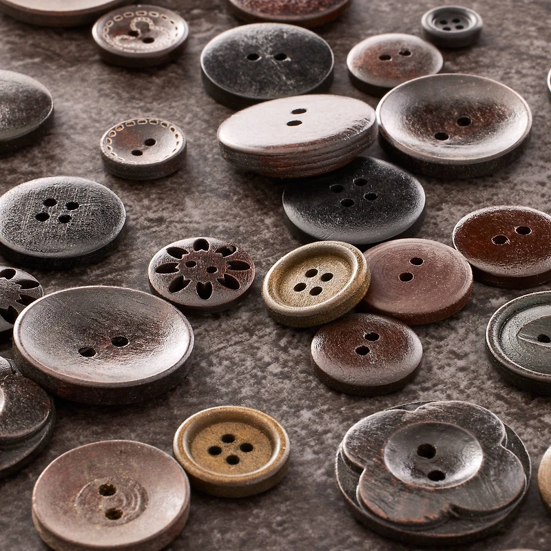 Dark Brown Wooden Buttons By Loops & Threads®