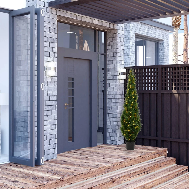 6ft. Pre-Lit Potted Cedar Tree