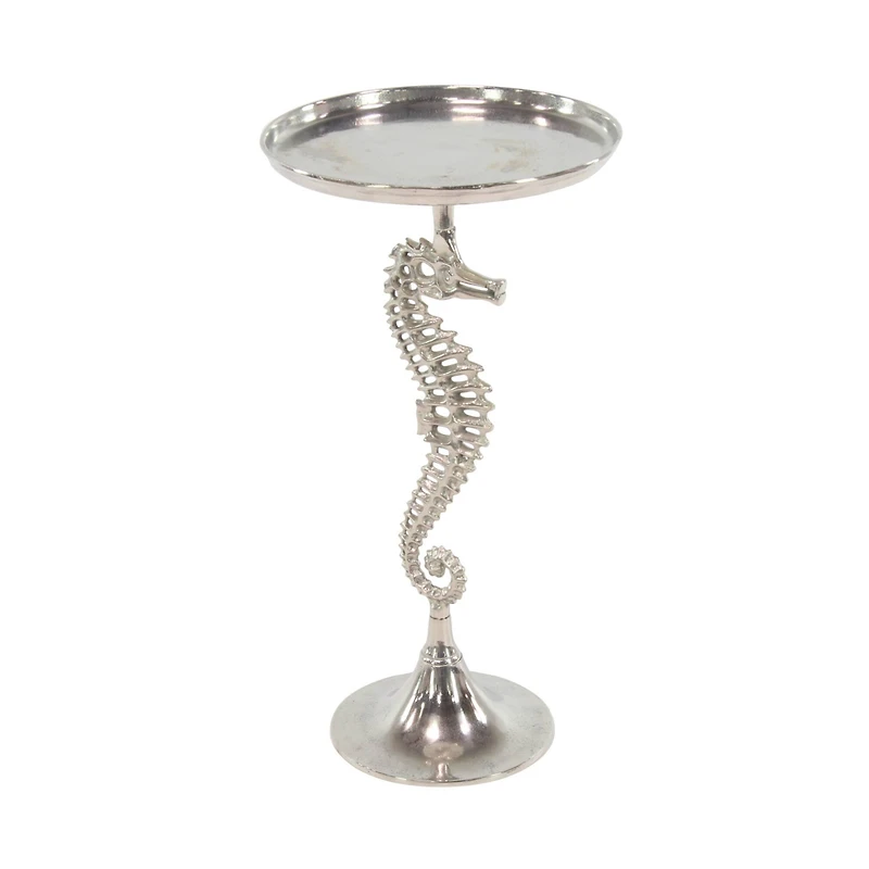 Silver Aluminum Coastal Accent Table