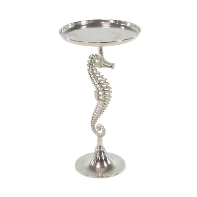 Silver Aluminum Coastal Accent Table