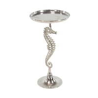 Silver Aluminum Coastal Accent Table