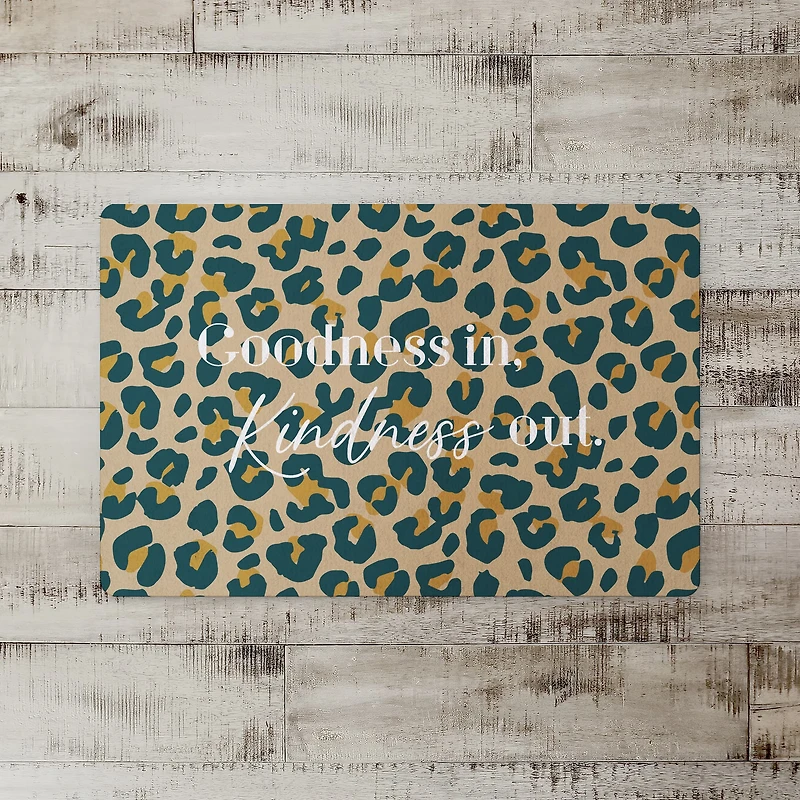 Goodness In Kindness Out Leopard Floor Mat