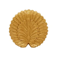 Gold Polystone Glam Peacock Sculpture, 12" x 12" x 5"
