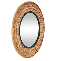 Brown Seagrass  Handmade Wall Mirror with Black Inner Frame