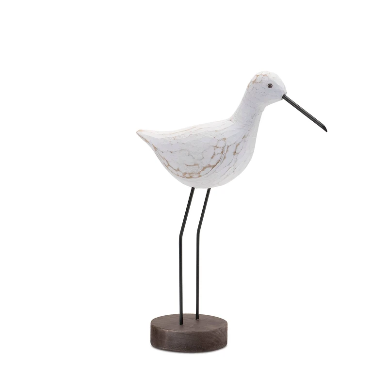 Carved Wood Sea Bird on Metal Stands Set