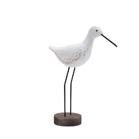 Carved Wood Sea Bird on Metal Stands Set