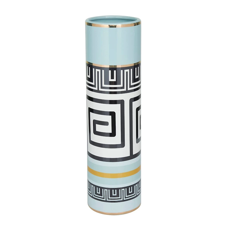 Teal Stoneware Modern Vase, 18" x 5" x 5"