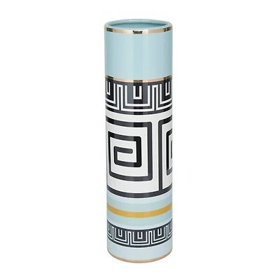 Teal Stoneware Modern Vase, 18" x 5" x 5"