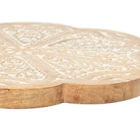 Brown Wood Farmhouse Lazy Susan Cake Stand, 2" x 15" x 15"