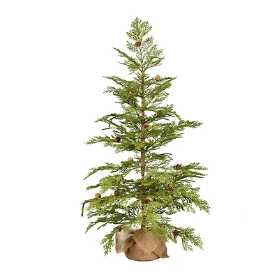 3ft. Unlit Cedar with Pinecones Artificial Christmas Tree in Burlap Base