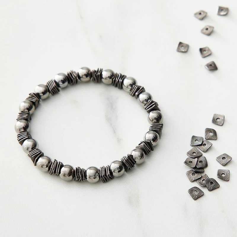 Metal Hammered Square Beads