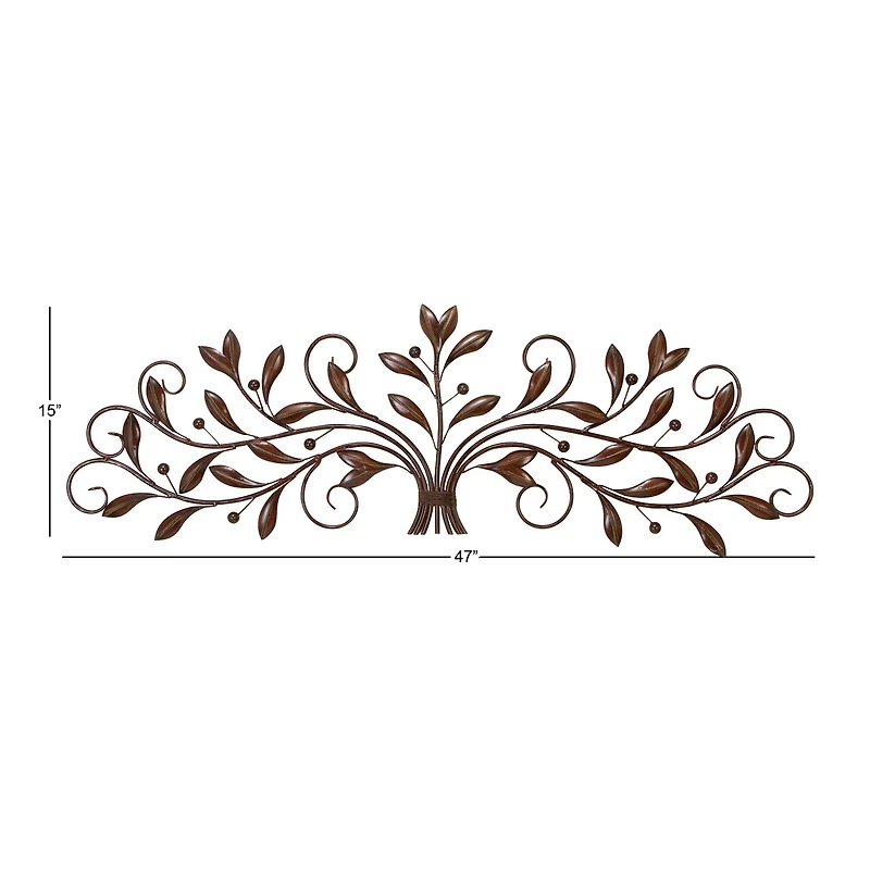 Brown Traditional Scroll & Leaf Metal Wall Accent
