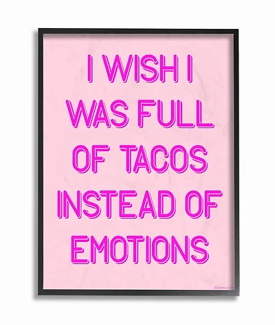 Stupell Industries Full of Tacos Instead of Emotions Black Framed Wall Art