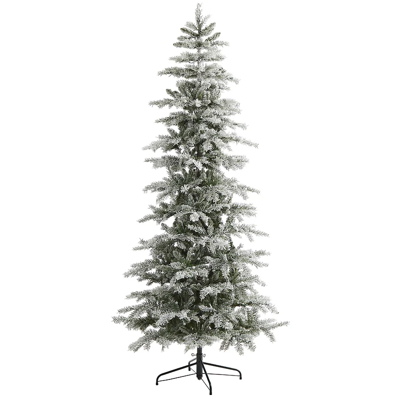 7.5ft. Pre-Lit Slim Flocked Nova Scotia Spruce Artificial Christmas Tree with Warm White LED Lights