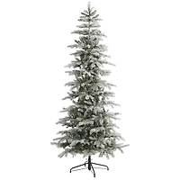 7.5ft. Pre-Lit Slim Flocked Nova Scotia Spruce Artificial Christmas Tree with Warm White LED Lights