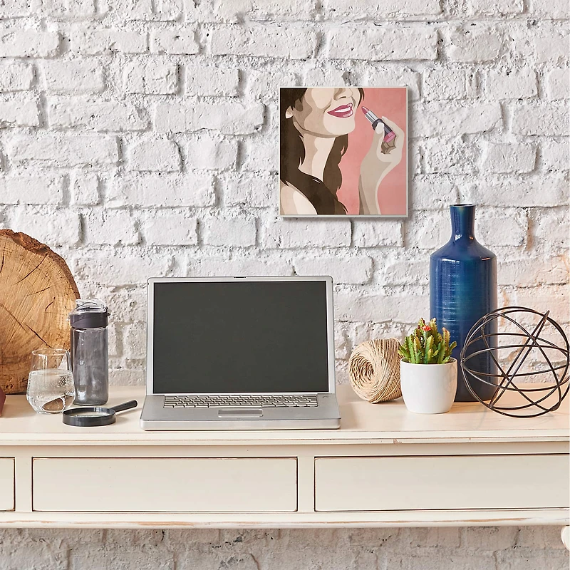 Stupell Industries Fashion Designer Lips Smile Pink Painting, 12" x 12"