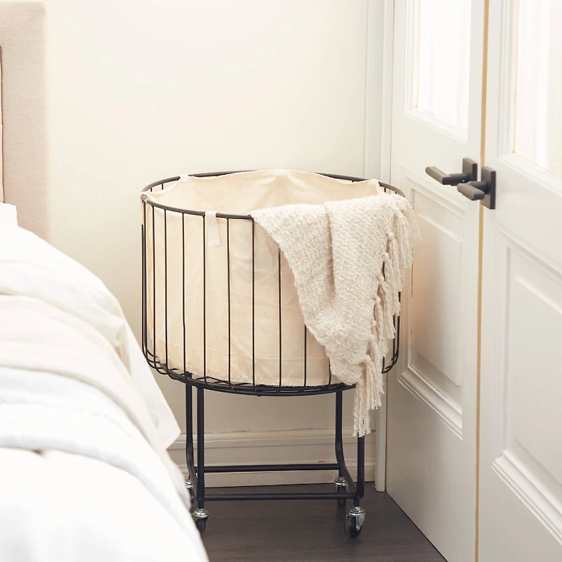 Black Contemporary Metal Storage Cart, 26" x 19"