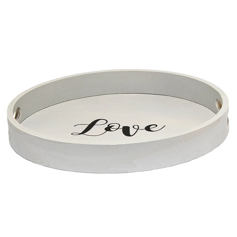 Elegant Designs™ 13.8" Round Love Serving Tray with Handles