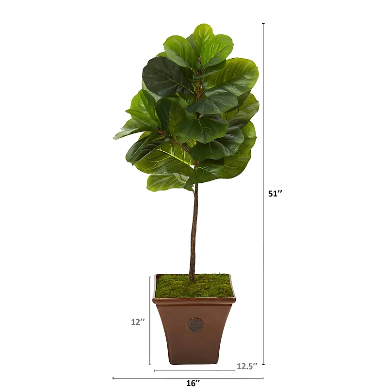 4.2ft. Fiddle Leaf Tree in Brown Planter