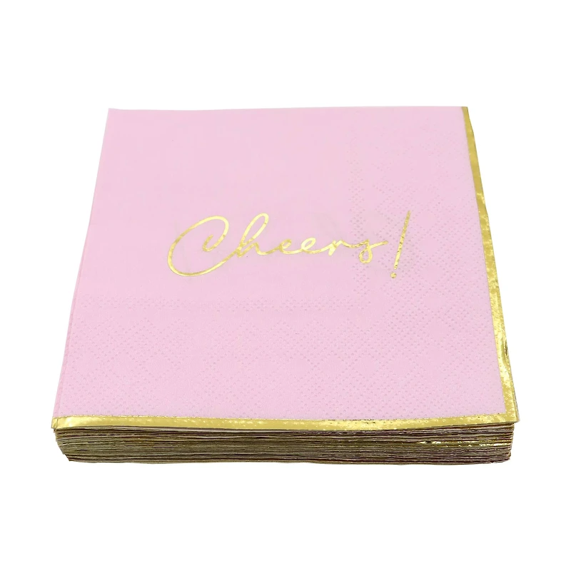 Pink & Gold Cheers! Beverage Napkins, 20ct. by Celebrate It™