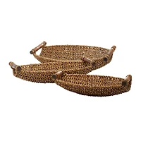 Brown Metal Coastal Storage Basket Set