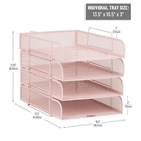 Mind Reader Stackable Paper Tray, Desktop Organizer, File Storage, Office, Metal Mesh, 4 Pcs