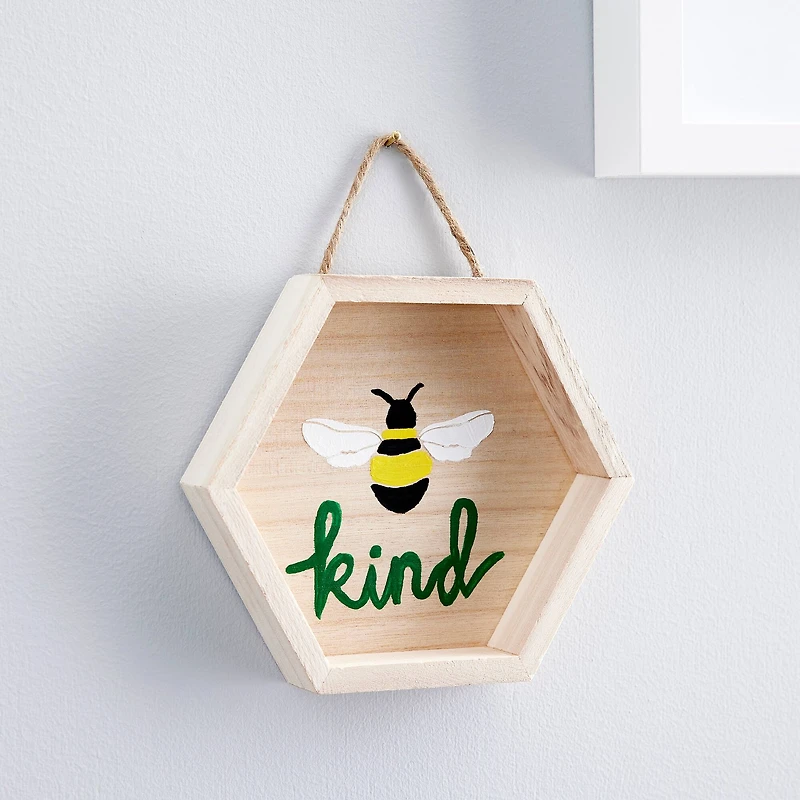 Wooden Hexagon 6" x 5" Shadow Box by Make Market®