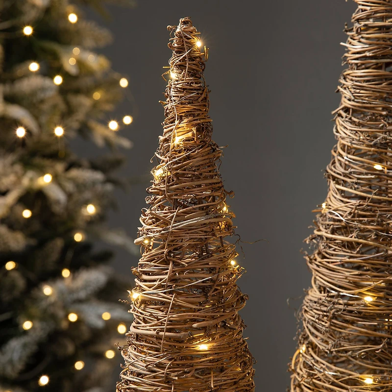 Glitzhome® Pre-Lit Rattan Christmas Table Tree Décor Set