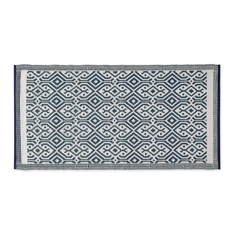 Blue Morrocan Outdoor Floor Runner 3ft. x 6ft.