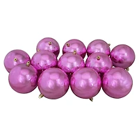 12ct. 4" Pink Shiny Shatterproof Christmas Ball Ornaments